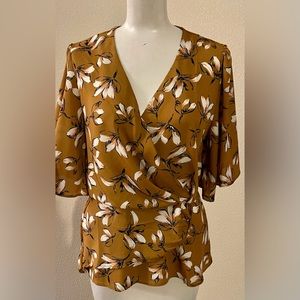 NWT Wrap Front Flowered Top